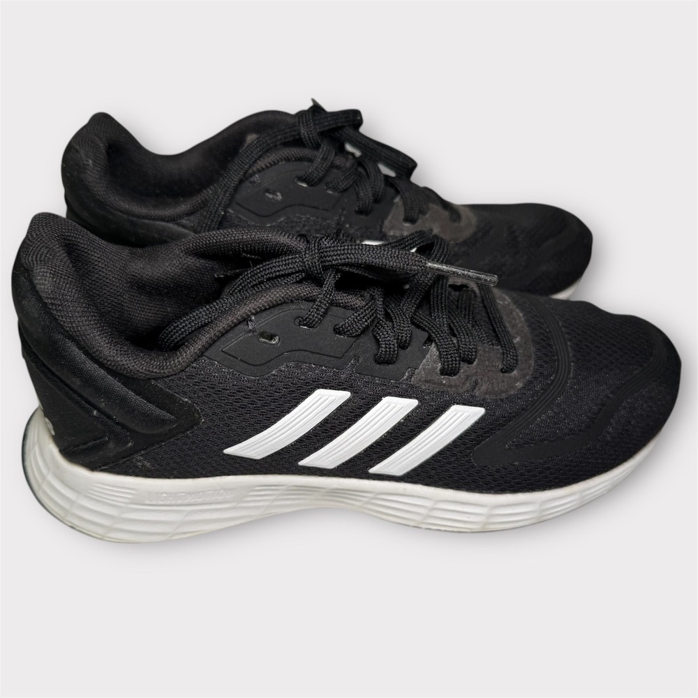 Adidas Duramo 10‎ Kids Black White Running Shoes Athletic Sneakers Size 2